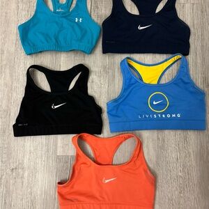 Nike Sports Bra Collection in Black, Blue, and Orange